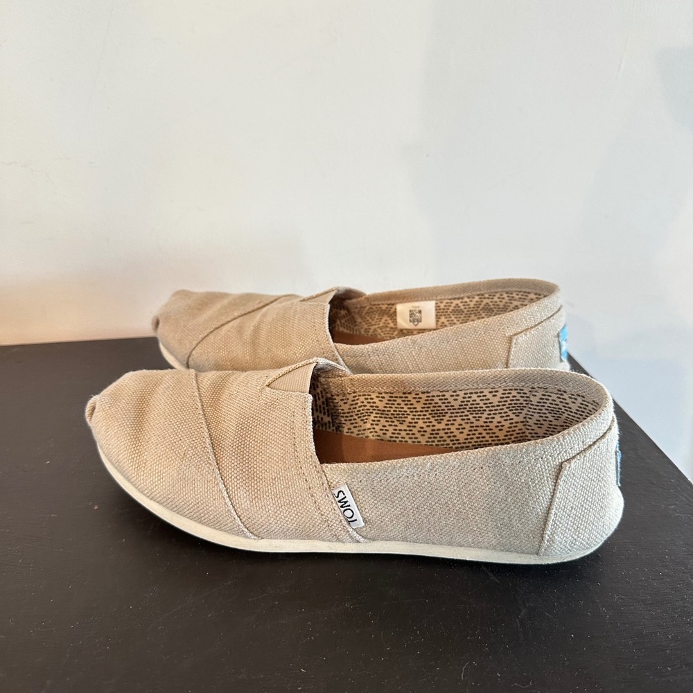 TOMS Classic Alpargata Natural Heritage Canvas Slip On Shoes Beige Womens 8.5